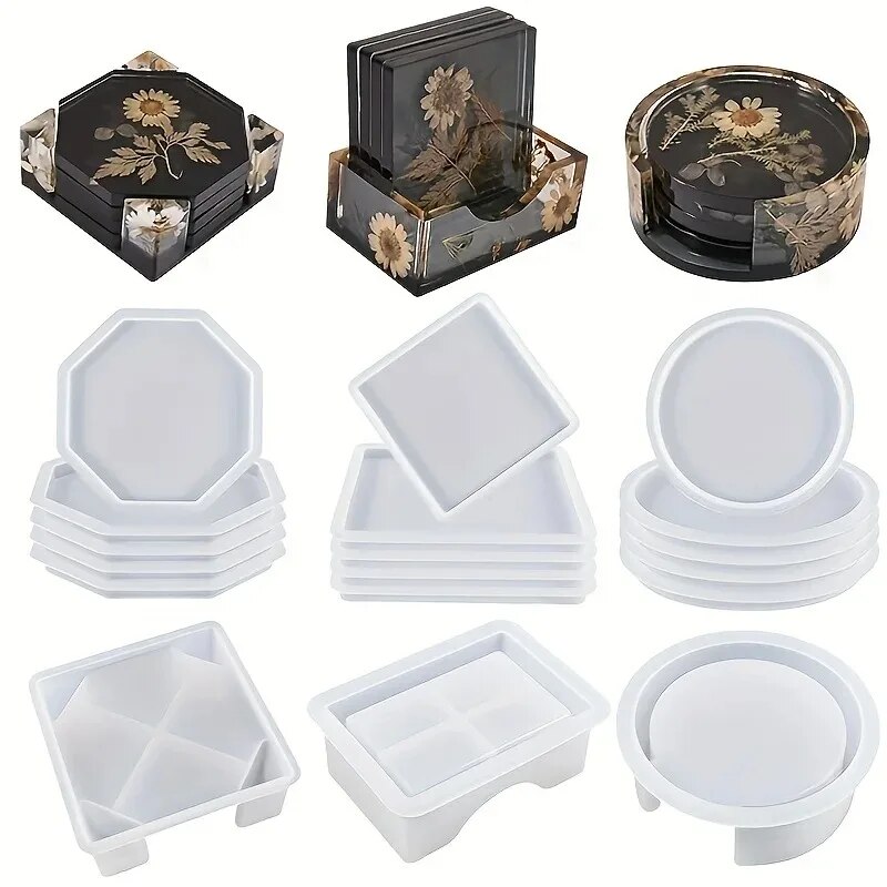 Resin Art Equipment - Coaster Resin Molds Set Include 1pc