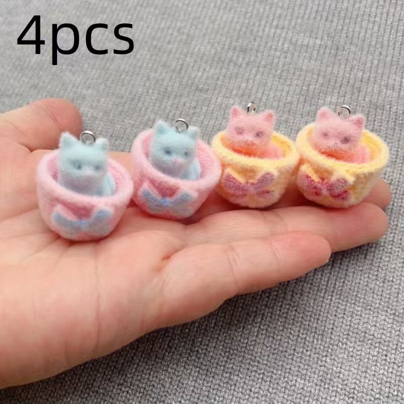 4pcs 3D plush resin cat pendan - огляд і ціна Resin Art Store