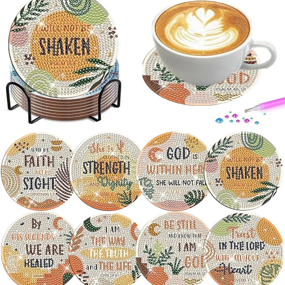 8 Pieces/Set Diamond Painting  - огляд і ціна Resin Art Coasters
