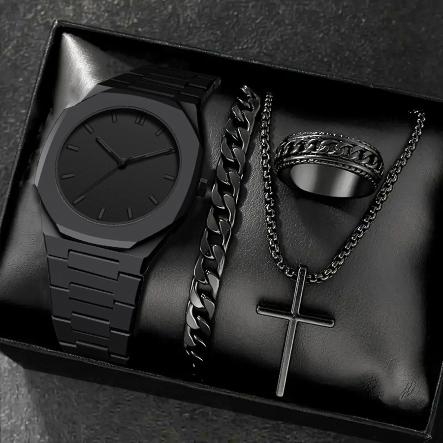 Men's 4PCS Watch Set Fashion C - огляд і ціна Resin Art Watch