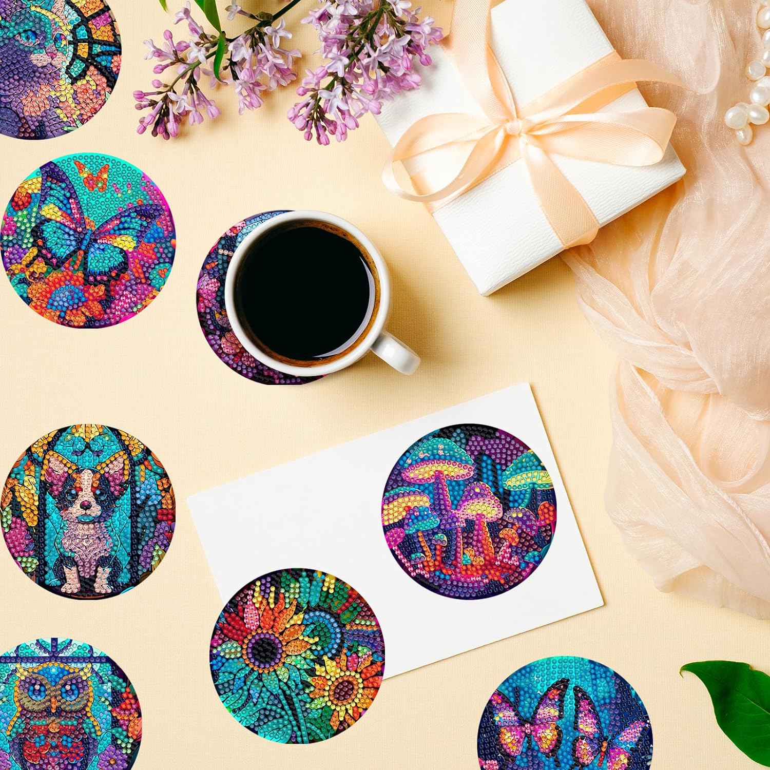 SDOYUNO 8pcs Diamond Art Coast - огляд і ціна Resin Art Coasters