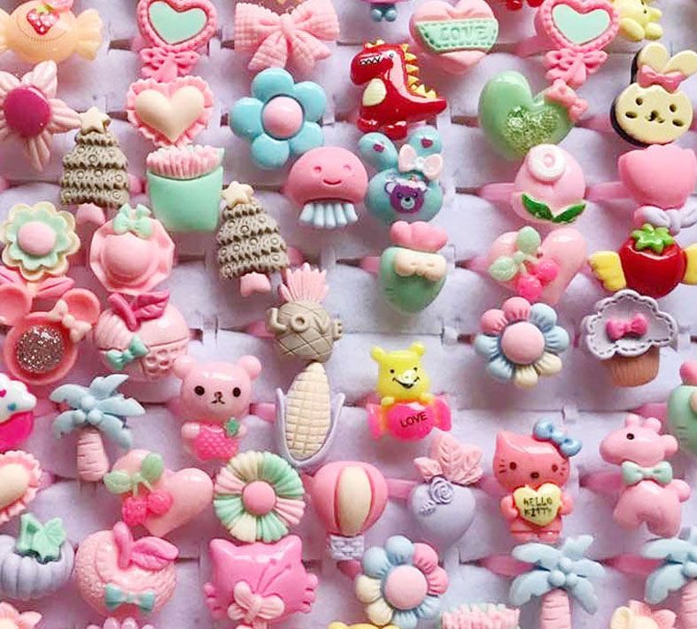 10pcs/Lot Cute Children's Cart - огляд і ціна Resin Art Ring