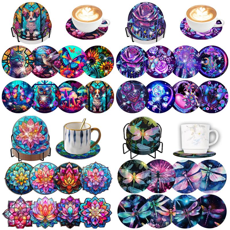 8pcs/Set DIY Diamond Painting  - огляд і ціна Resin Art Coasters