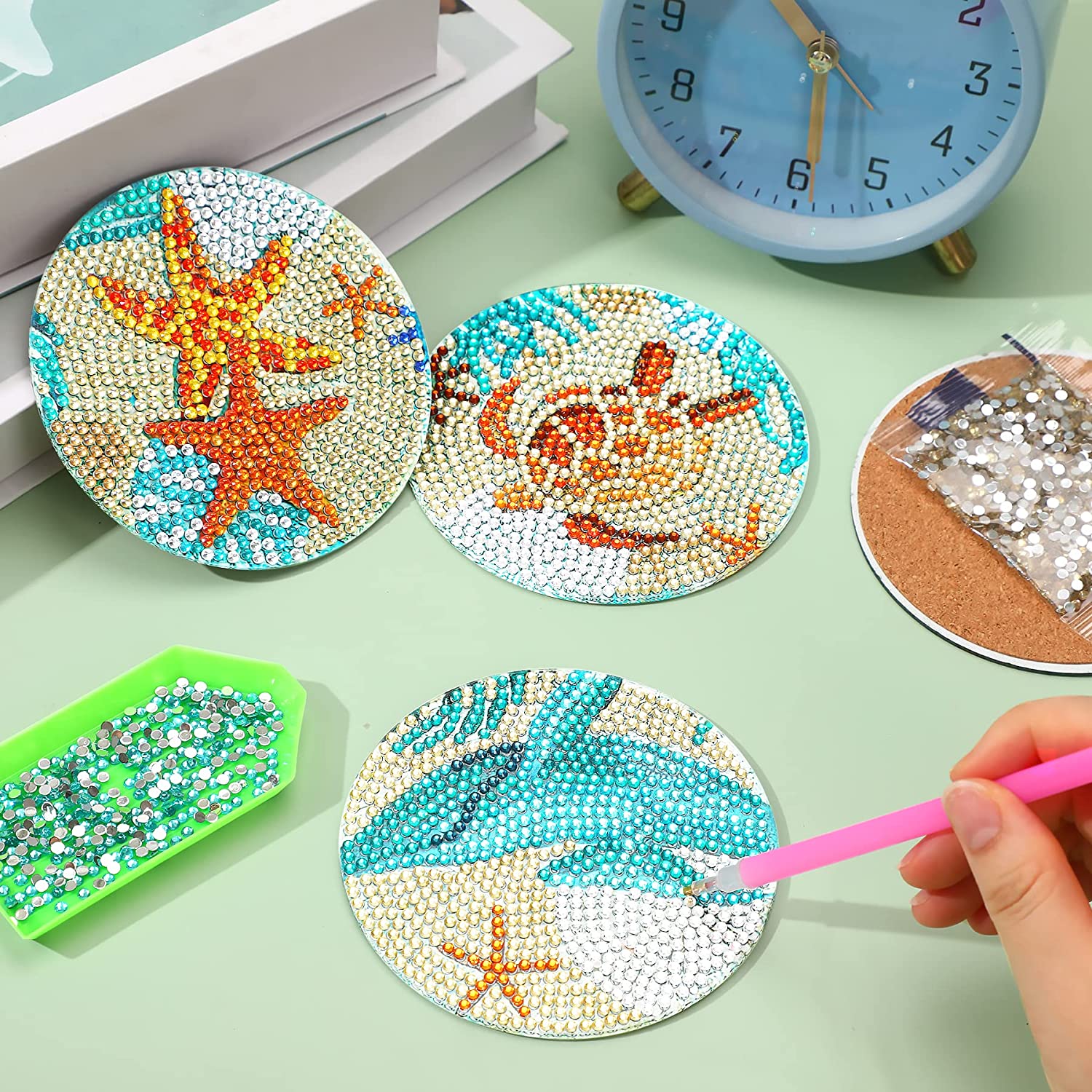 8pcs/Set DIY Diamond Painting  - огляд і ціна Resin Art Coasters