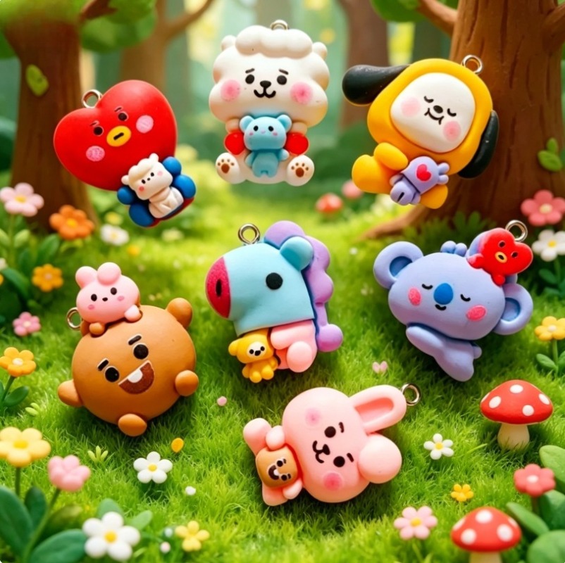 7pcs BT21 Resin Cartoon Charm  - огляд і ціна Resin Art Store