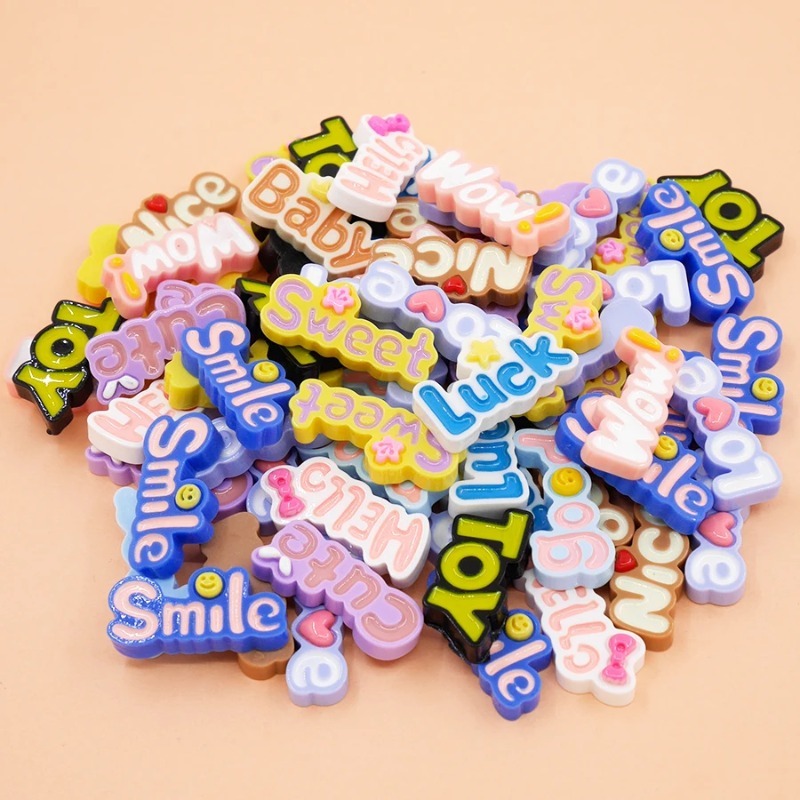 10Pcs Cute Flat Back Wow Luck  - огляд і ціна Resin Art Alphabet