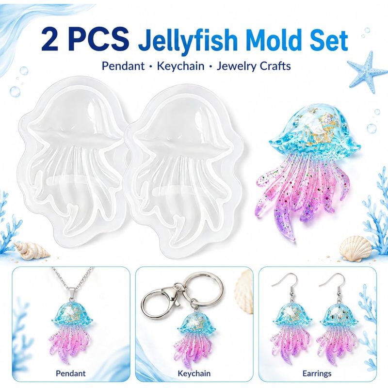 2Set of Jellyfish Resin Molds， - огляд і ціна Silicone Mold Ocean